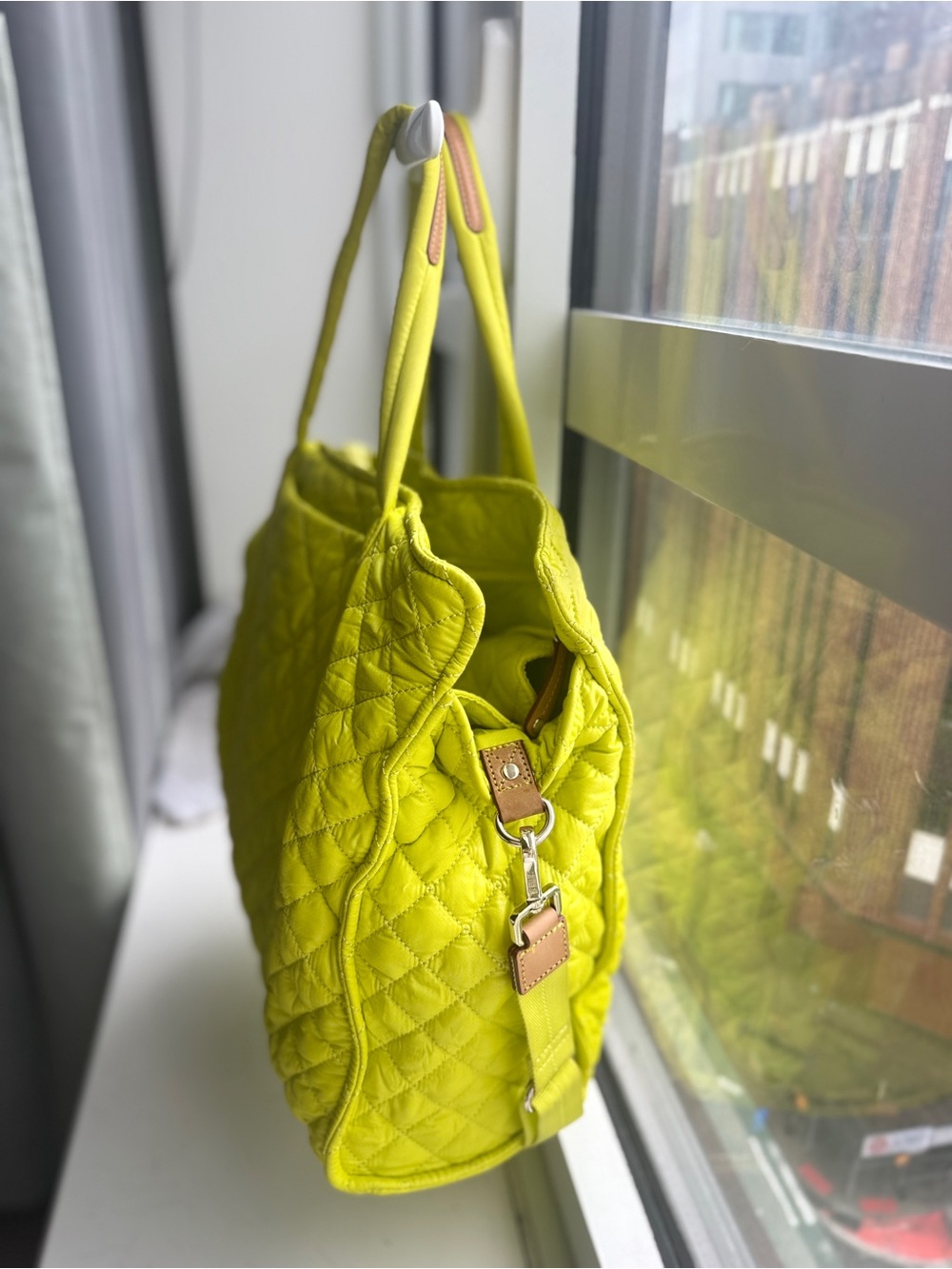 MZ Wallace Medium Box Tote in Neon Yellow / Chartreuse – Rare Discontinued Style - Picture 3 of 9